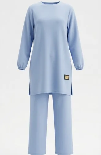 Ensemble Deux Pièces Tunique Et Pantalon Avec Emblème 0231-05 Bleu 0231-05