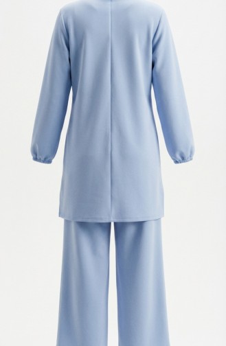 طقم مكون من قطعتين، سترة وبنطال، مزين بشعار، أزرق، 0231-05 0231-05