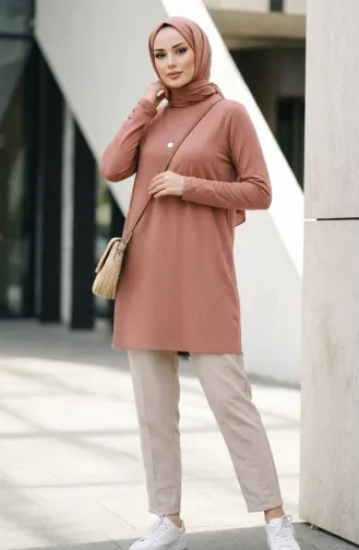 Lange Tunika Aus Viskose 5026-15 Braun 5026-15
