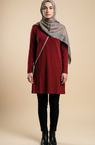 تونيك طويل من الفسكوز 5026-16 بورغندي 5026-16