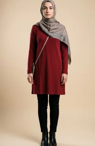 Lange Tunika Aus Viskose 5026-16 Burgunderrot 5026-16