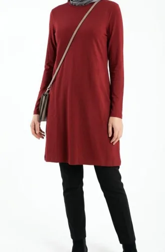 Lange Tunika Aus Viskose 5026-16 Burgunderrot 5026-16