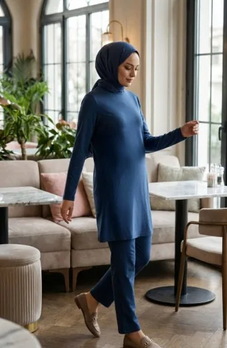 Lange Tuniek Van Viscose 5026 5026-17 Indigo 5026-17