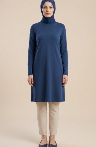 تونيك طويل من الفسكوز 5026-17 لون نيلي 5026-17