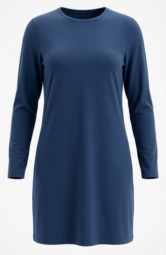 تونيك طويل من الفسكوز 5026-17 لون نيلي 5026-17