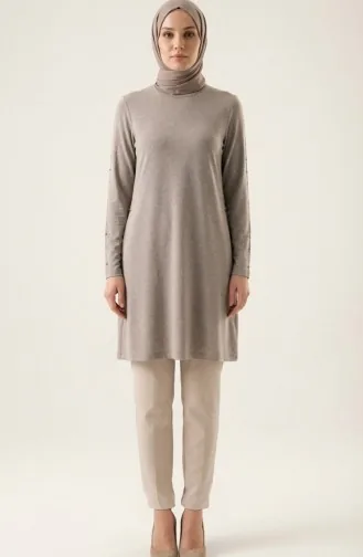 Lange Tuniek Van Viscose 5026-18 Donkere Nerts 5026-18