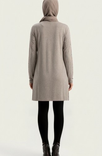 تونيك طويل من الفسكوز 5026-18 لون المنك الداكن 5026-18