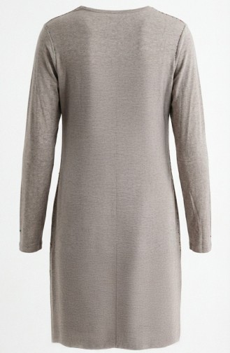 تونيك طويل من الفسكوز 5026-18 لون المنك الداكن 5026-18