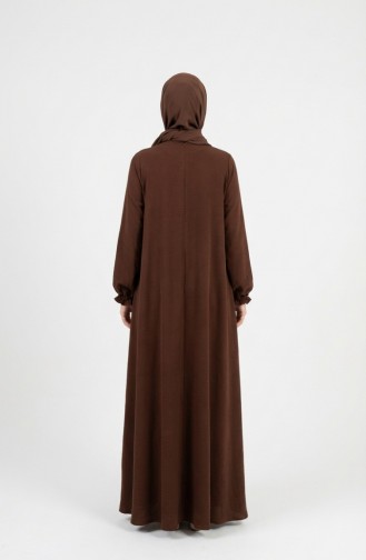 Abaya Mevlana En Tissu Aerobin Manches élastiquées Et Fermeture éclair Marron 4140-01 4140-01