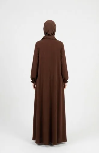 عباية مولانا من قماش أيروبين بأكمام مطاطية وسحاب، 4140-01 بني 4140-01