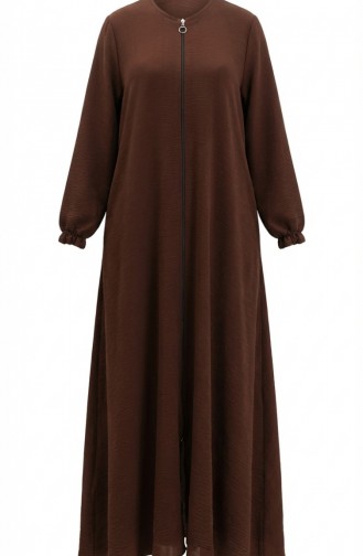 Abaya Mevlana En Tissu Aerobin Manches élastiquées Et Fermeture éclair Marron 4140-01 4140-01