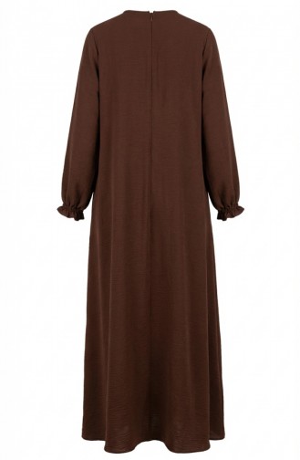 Abaya Mevlana En Tissu Aerobin Manches élastiquées Et Fermeture éclair Marron 4140-01 4140-01