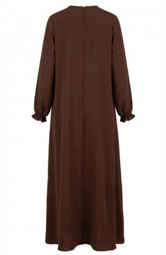 عباية مولانا من قماش أيروبين بأكمام مطاطية وسحاب، 4140-01 بني 4140-01