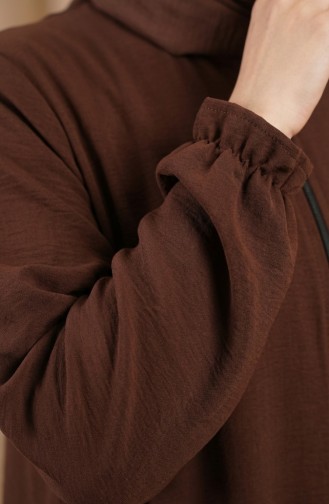 Abaya Mevlana En Tissu Aerobin Manches élastiquées Et Fermeture éclair Marron 4140-01 4140-01