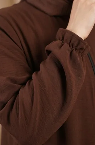 عباية مولانا من قماش أيروبين بأكمام مطاطية وسحاب، 4140-01 بني 4140-01