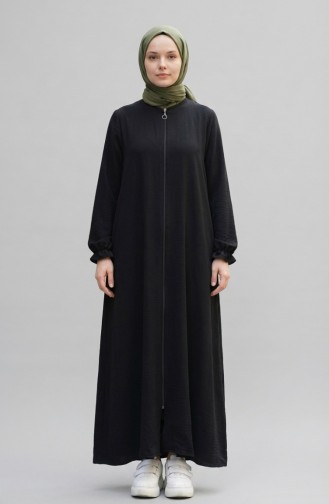 Abaya Mevlana En Tissu Aerobin Manches élastiquées Et Fermeture éclair Réf. 4140-03 Noire 4140-03