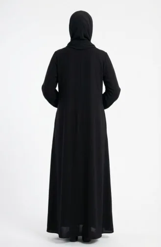 Aerobin Kumaş Kolu Lastikli Fermuarlı Mevlana Ferace 4140-03 Siyah