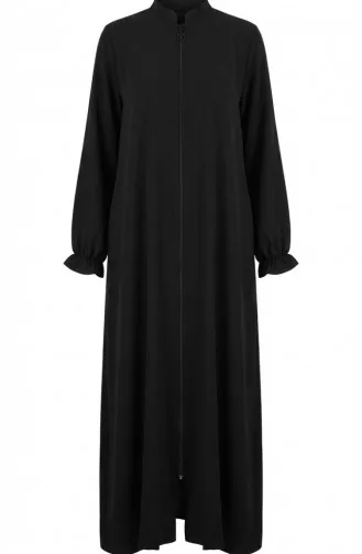 Aerobin Kumaş Kolu Lastikli Fermuarlı Mevlana Ferace 4140-03 Siyah
