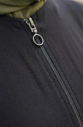 Aerobin Kumaş Kolu Lastikli Fermuarlı Mevlana Ferace 4140-03 Siyah