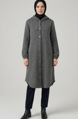 Kapüşonlu Düğmeli Kaşe Kap 0201-20 Antrasit