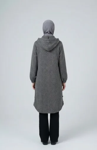 Kapuzenmantel Aus Kaschmir Mit Knopfleiste 0201-20 Anthrazit 0201-20