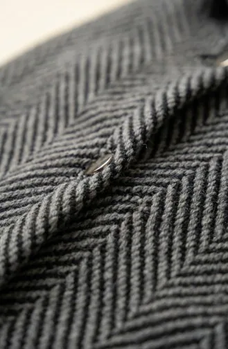 Kapuzenmantel Aus Kaschmir Mit Knopfleiste 0201-20 Anthrazit 0201-20