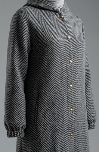 Kapüşonlu Düğmeli Kaşe Kap 0201-20 Antrasit