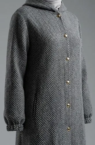 Kapuzenmantel Aus Kaschmir Mit Knopfleiste 0201-20 Anthrazit 0201-20