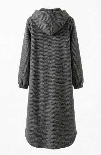 Kapuzenmantel Aus Kaschmir Mit Knopfleiste 0201-20 Anthrazit 0201-20