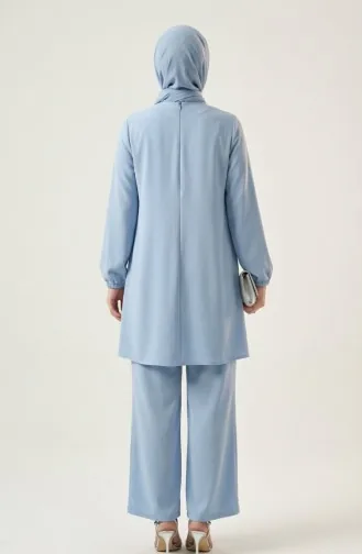 Tuniek En Broek Met Steenversiering Tweedelig Set 0230-06 Blauw 0230-06