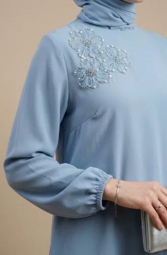 Tuniek En Broek Met Steenversiering Tweedelig Set 0230-06 Blauw 0230-06