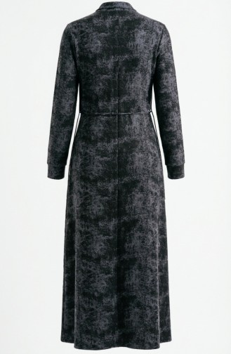 Robe En Modal à Col Chemise Fermeture éclair Et Lacets 0235-04 Noir 0235-04