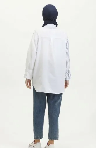 Gegarneerd Gestreept Overhemd 4815-01 Marineblauw 4815-01