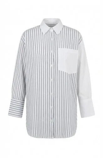 Gegarneerd Gestreept Overhemd 4815-01 Marineblauw 4815-01