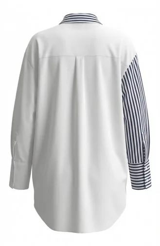 Gegarneerd Gestreept Overhemd 4815-01 Marineblauw 4815-01