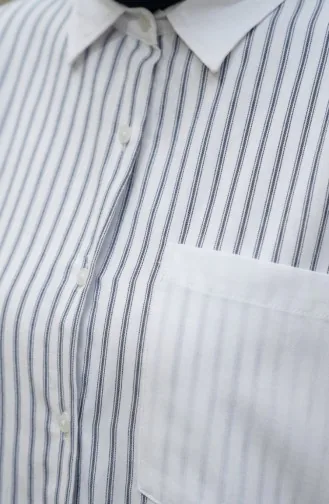 Gegarneerd Gestreept Overhemd 4815-01 Marineblauw 4815-01