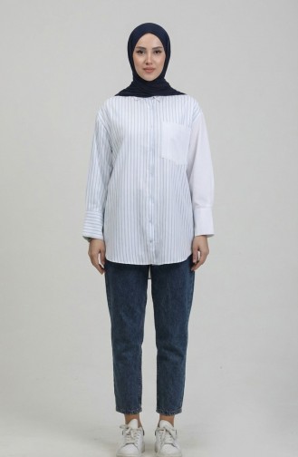 Gegarneerd Gestreept Overhemd 4815-02 Blauw 4815-02