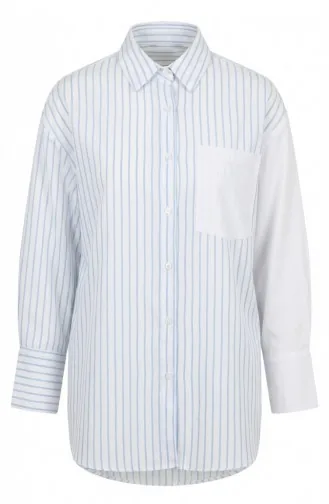 Garniertes Gestreiftes Hemd 4815-02 Blau 4815-02