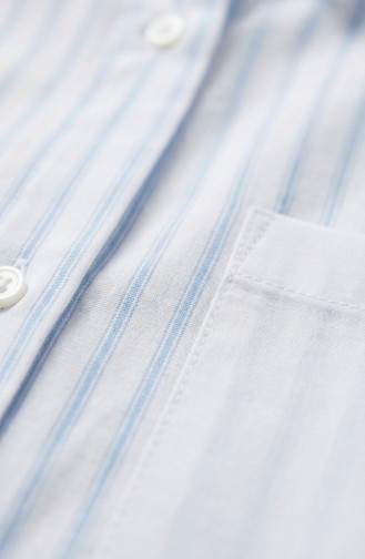 Gegarneerd Gestreept Overhemd 4815-02 Blauw 4815-02