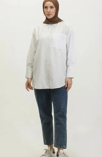 Garnished Striped Shirt 4815-03 Mink 4815-03