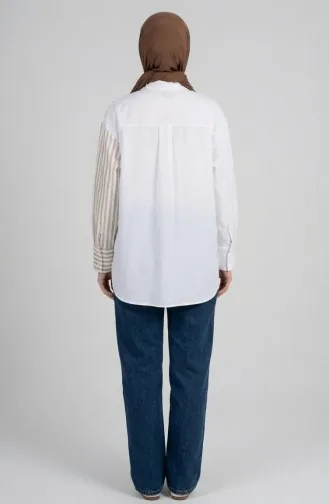 Garnished Striped Shirt 4815-03 Mink 4815-03