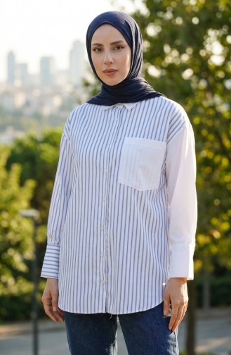 Chemise A Rayure Garnie 4815-04 Indigo 4815-04