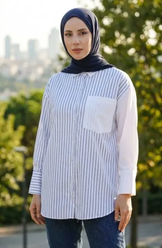 Garniertes Gestreiftes Hemd 4815-04 Indigo 4815-04