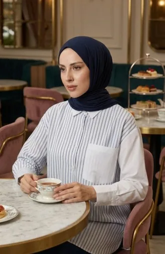 Garniertes Gestreiftes Hemd 4815-04 Indigo 4815-04