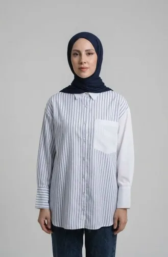 Garniertes Gestreiftes Hemd 4815-04 Indigo 4815-04