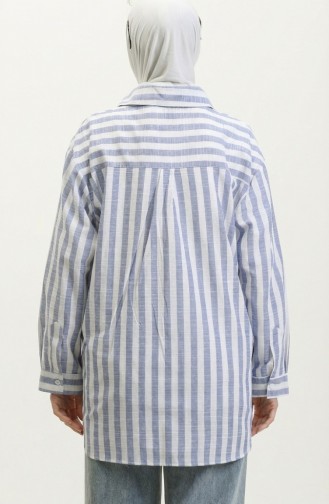 قميص بخطوط كتان 4817-01 انديجو 4817-01
