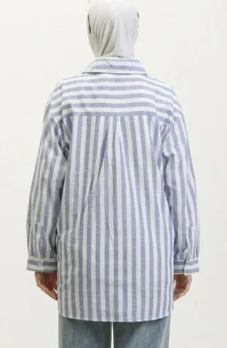 Gestreept Overhemd Van Linnenmix 4817-01 Indigo 4817-01