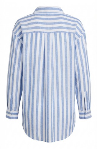 قميص بخطوط كتان 4817-01 انديجو 4817-01