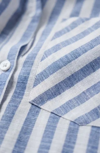 Gestreept Overhemd Van Linnenmix 4817-01 Indigo 4817-01