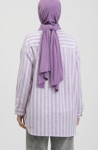 قميص بخطوط كتان 4817-02 بنفسجي فاتح 4817-02